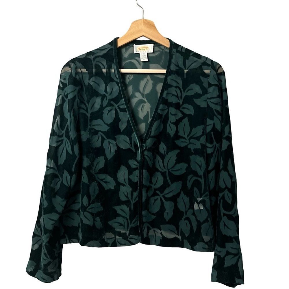 Vintage Talbots Floral Whimsigoth Velvet Burnout Cardigan Top 12P Fairy Grunge